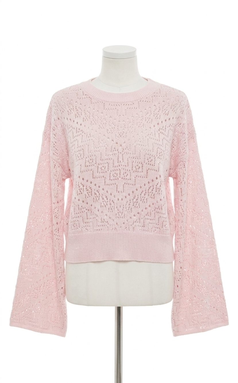NEW JS71 monterey crocheted top in shell pink